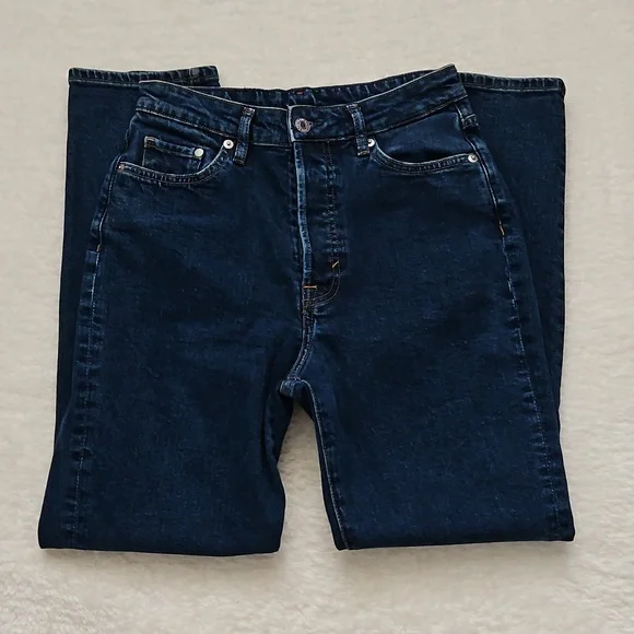 H&M Mom Jeans Ultra High Waist &Denim Blue 4 Button Fly - Picture 8 of 13